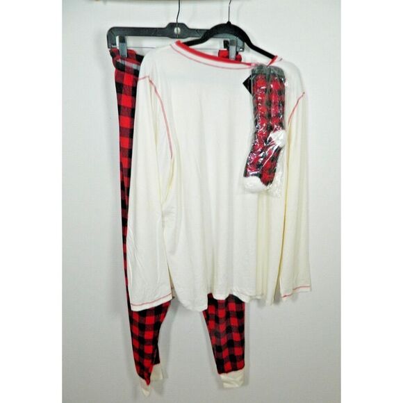 Cuddl Duds Pajamas Women’s Plus Size 2XL 3 Pc Set Polar Bear Plaid Pockets - Picture 2 of 10